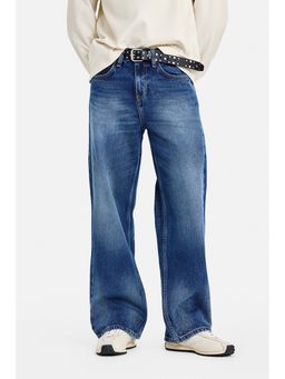 Snitch - Blue Solid Cotton Relaxed Fit Jeans
