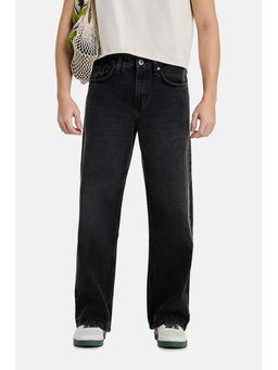 Snitch - Charcoal Solid Cotton Relaxed Fit Jeans