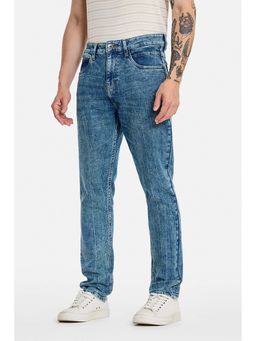 Snitch - Blue Textured Denim Slim Fit Jeans