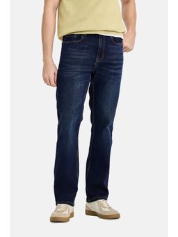 Snitch - Blue Solid Cotton Blend Straight Fit Jeans