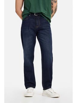 Snitch - Indigo Solid Cotton Relaxed Fit Jeans