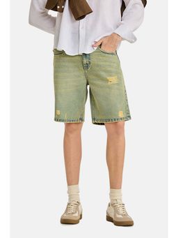 Snitch - Blue Solid Cotton Regular Fit Shorts