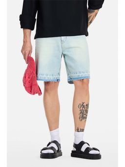 Snitch - Blue Solid Denim Regular Fit Shorts