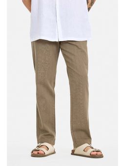 Snitch - Brown Textured Cotton Relaxed Fit Trouser