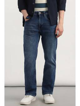 Allen Solly - Blue Solid Cotton Blend Straight Fit Jeans
