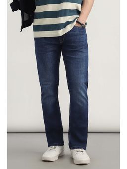 Allen Solly - Navy Blue Solid Cotton Blend Regular Fit Jeans