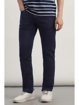 Allen Solly - Navy Blue Solid Polyester Blend Slim Fit Jeans