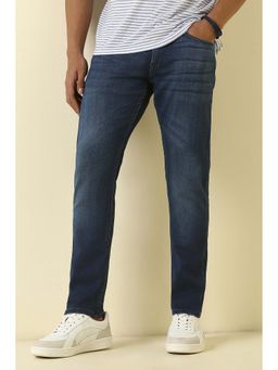 Allen Solly - Blue Solid Cotton Blend Slim Fit Jeans
