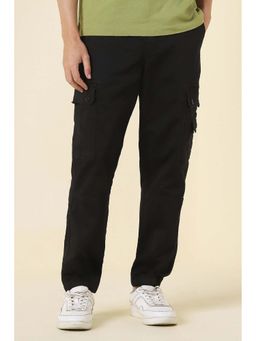 Allen Solly - Black Solid Cotton Blend Regular Fit Joggers
