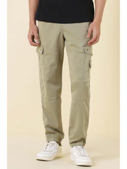 Allen Solly - Olive Solid Cotton Blend Regular Fit Joggers