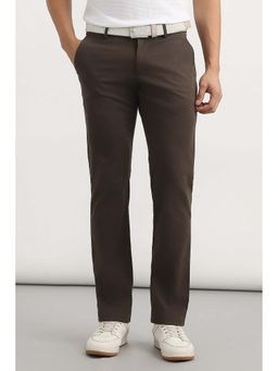 Allen Solly - Brown Solid Cotton Blend Slim Fit Trouser
