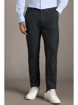 Louis Philippe - Black Solid Polyester Blend Regular Fit Trouser