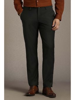 Louis Philippe - Black Solid Polyester Blend Regular Fit Trouser