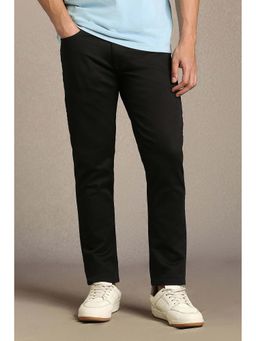 Louis Philippe - Black Solid Cotton Blend Regular Fit Jeans