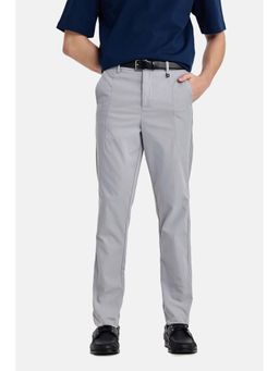 Snitch - Grey Textured Polyester Blend Slim Fit Trouser