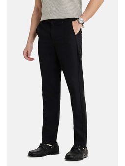 Snitch - Black Textured Polyester Blend Slim Fit Trouser