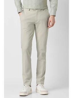 Peter England - Beige Solid Viscose Blend Slim Fit Trouser