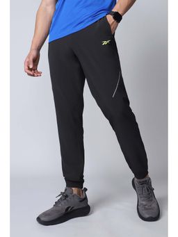 Reebok - Black Solid Polyester Blend Regular Fit Joggers