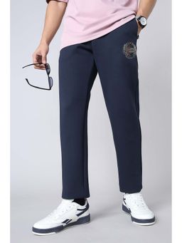 Reebok - Navy Blue Solid Cotton Blend Regular Fit Trackpant