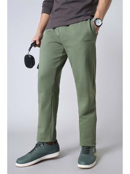 Reebok - Olive Solid Cotton Blend Regular Fit Trackpant