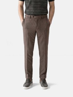 The Bear House - Brown Textured Wool Regular Fit Trouser