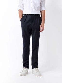 The Bear House - Blue Stripes Polyester Regular Fit Trouser