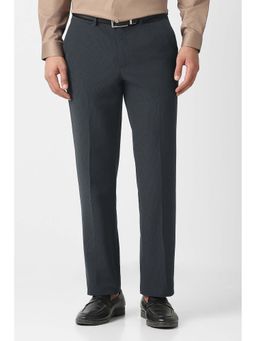 Van Heusen - Navy Blue Textured Polyester Blend Slim Fit Trouser