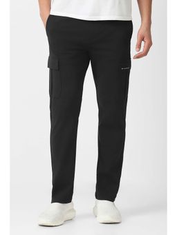 Van Heusen - Black Solid Cotton Blend Slim Fit Trouser