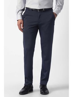 Van Heusen - Navy Blue Textured Nylon Blended Slim Fit Trouser