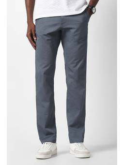 Van Heusen - Grey Textured Cotton Blend Slim Fit Trouser