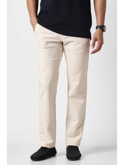 Van Heusen - Beige Solid Cotton Blend Slim Fit Trouser
