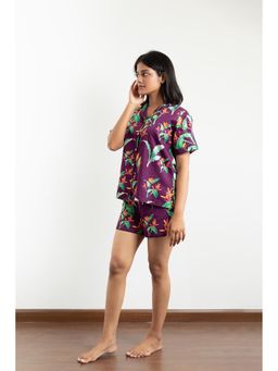 Forty Winks - Whimsical Rumi Wine Cotton Shorts & Shirt