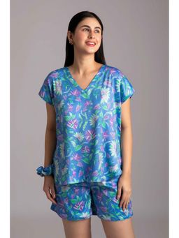 Forty Winks - Chic Rina Blue Satin Shorts & Top