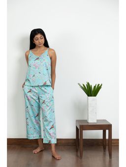 Forty Winks - Cheerful Juhi Aqua Cotton Pyjama & Top