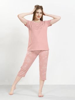 Quira - Womens Printed Regular Fit T-Shirt and Capri