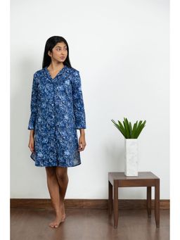 Forty Winks - Always Neelima Navy Blue Cotton Sleepshirt