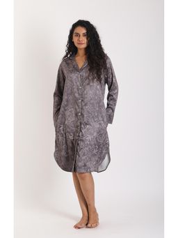 Forty Winks - Always Nurvi Charcoal Satin Sleepshirt