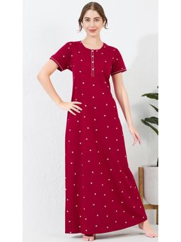 Quira - Comfortable Womens Full Length Hosiery Half Sleeves Nighty