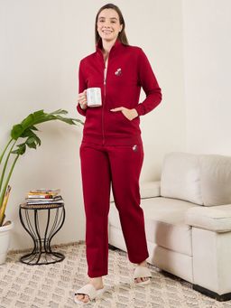 July Nightwear - Red Track Suit with Zipper for Women-Jf301