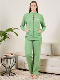 July Nightwear - Green Track Suit with Zipper for Women-Jf302