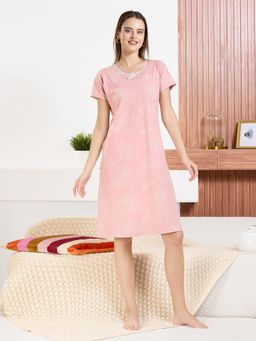 Quira - Womens Printed Regular Fit Knee-Length Short Nightdress