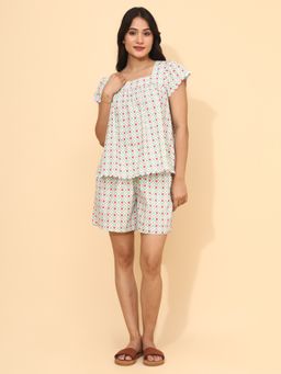 YELLOW BLOOM - AQUA GEO Top & Shorts