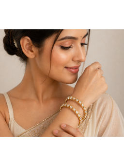 Designbox - White Stones Traditional Bangles (Pack of 2) (2.4)