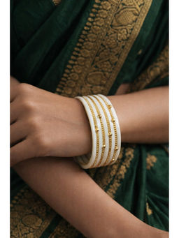 Designbox - White Statement Traditional Bangles (Pack of 4) (2.6)