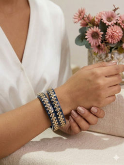 Designbox - White Stones Traditional Bangles (Pack of 2) (2.5)