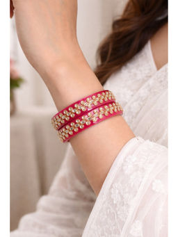 Designbox - White Stones Traditional Bangles (Pack of 2) (2.5)