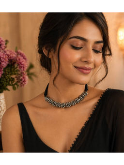 Designbox - Silver Oxidised Traditional Necklace