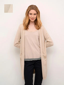 Cream - Crdela Beige Solid Long Cardigan