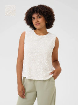 Cream - CRPalia White Embellished Top