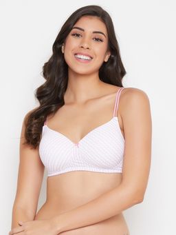 Clovia - Padded Non-wired Full Cup Printed T-shirt Bra In White